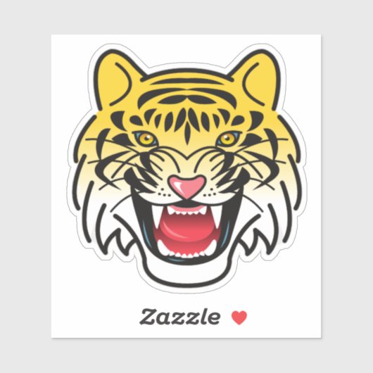 Sticker Rire Tigre Visage Artwork-21876 (Feuille)