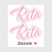 Sticker Rita nom rose cursive x2 (Feuille)