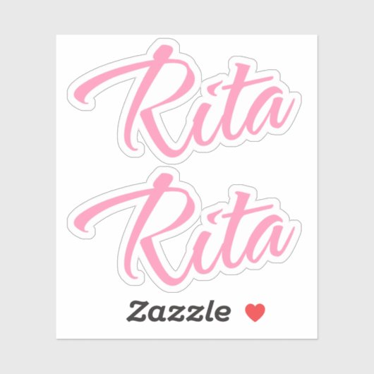 Sticker Rita nom rose cursive x2 (Feuille)