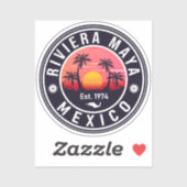 Sticker Riviera Maya Mexico Retro Sunset Palm Souvenirs (Feuille)