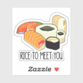 Sticker "Riz pour vous rencontrer" Drôle Sushi japonais Sa (Feuille)