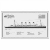 Sticker RMS Lusitania - Plan directeur des navires BD (Devant)