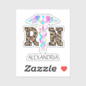 Sticker RN, infirmière autorisée Leopard (Feuille)