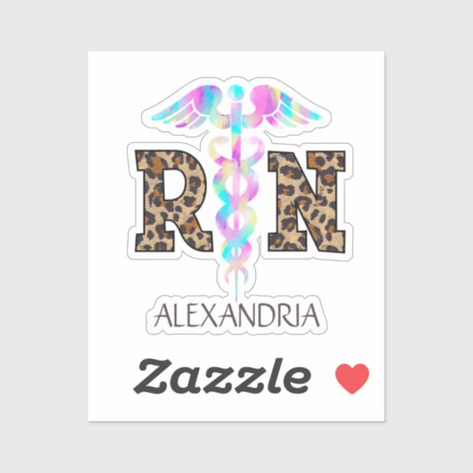 Sticker RN, infirmière autorisée Leopard (Feuille)
