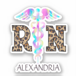Sticker RN, infirmière autorisée Leopard