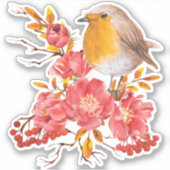 Sticker Robin jaune et pavot rouge (Devant)