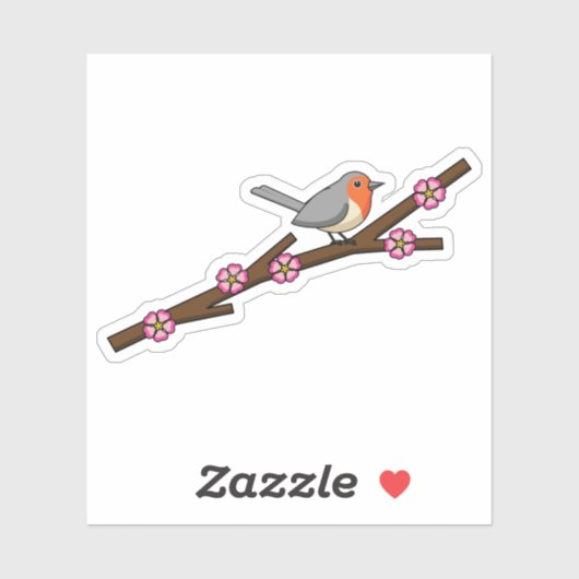 Sticker Robin sur Sakura (Feuille)