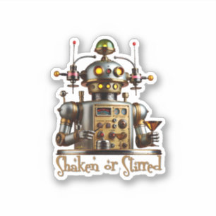 Sticker Robot Barman Futuriste "Secoué ou Remué"