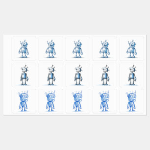 Sticker Robot Cartoon - Quirky Tech Trio