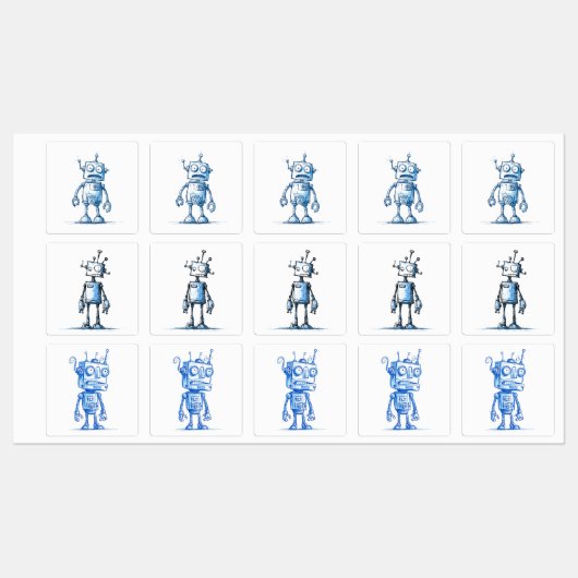 Sticker Robot Cartoon - Quirky Tech Trio (Feuille)