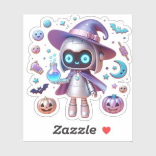 Sticker Robot de sorcière holographique Vinyl Cute Hallowe