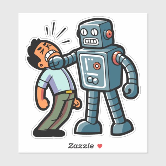 Sticker Robot en colère (Feuille)