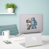Sticker Robot en colère (Ordinateur portable sur le bureau)