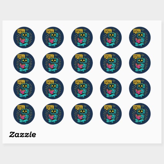 Sticker Robot Retro Lecture - Pixel Art Sci-Fi (Feuille)