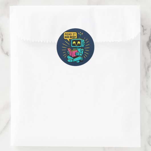Sticker Robot Retro Lecture - Pixel Art Sci-Fi (Sac)