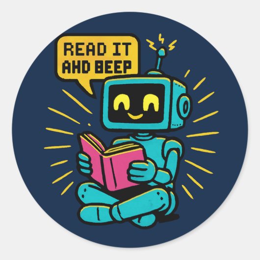 Sticker Robot Retro Lecture - Pixel Art Sci-Fi (Devant)