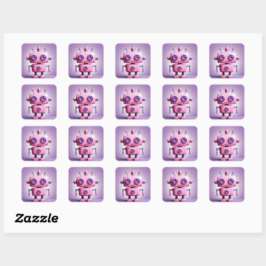 Sticker Robot Rose mignon (Feuille)