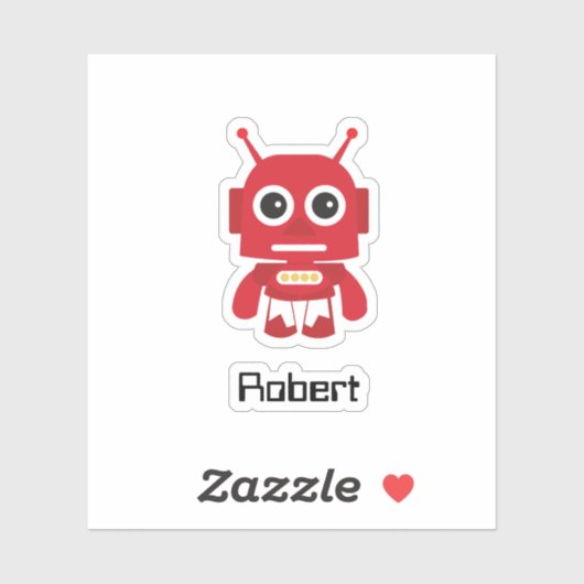 Sticker Robot Rouge Rétro Carton (Feuille)