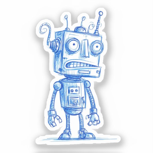 Sticker Robot Sketchy — Conception Empreinte À La (Recto)