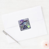 Sticker robot sorcière mignon Magique Halloween Sc (Enveloppe)