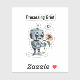 Sticker Robot Triste Mignon Traitement du Deuil - Intellig