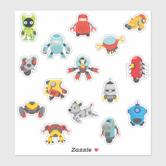 Sticker Robots Cartographiques pour enfants (Feuille)