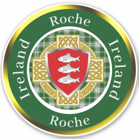 Sticker Roche Irish Shield/Celtic Cross Personalized (Devant)