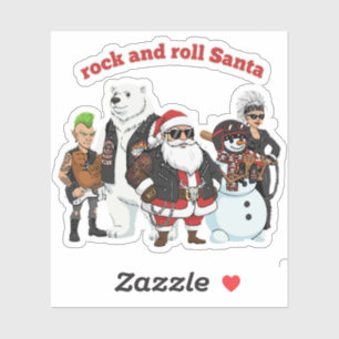 Sticker Rock and Roll Père Noël   Noël drôle de punk motar