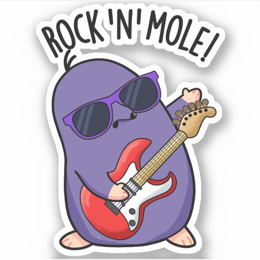 Sticker Rock N Mole Funny Animal Pun (Devant)