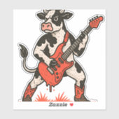 Sticker Rocker Cow, Vache Jouant de la guitare (Feuille)