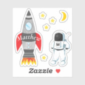 Sticker Rocket vaisseau spatial astronaute avec le nom de  (Feuille)