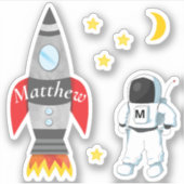 Sticker Rocket vaisseau spatial astronaute avec le nom de  (Devant)