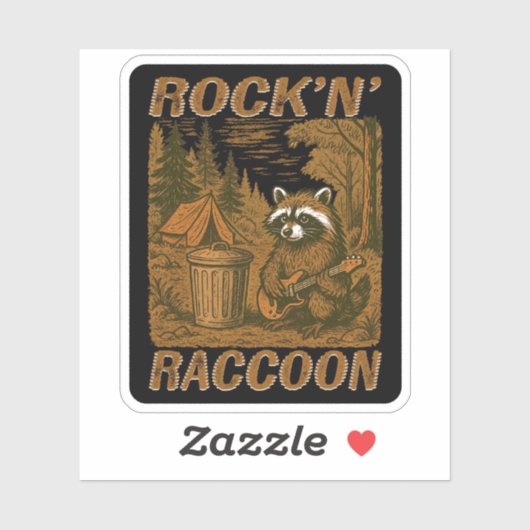 Sticker Rock'n' Raccoon Black (Feuille)
