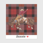 Sticker Rodéo Bronco Busch Cowboy Sur Plaid (Feuille)