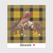 Sticker Rodéo Bronco Busch Cowboy Sur Plaid (Feuille)