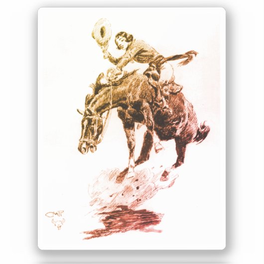 Sticker Rodeo Cowgirl (par C.M. Russell) (Recto)