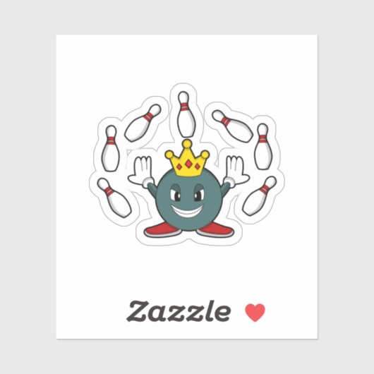 Sticker Roi à Bowling avec épingle de Bowling (Feuille)