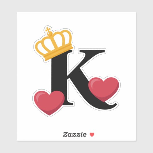 Sticker Roi de cœur couronné emblème K (Feuille)