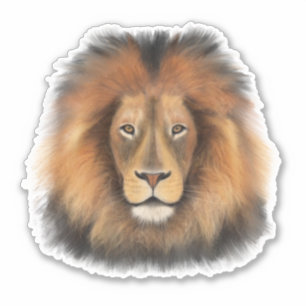 Sticker roi lion de la jungle réaliste homme aquarelle 