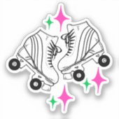 Sticker Roller Skates Derby Patinage rose fête d'anniversa (Recto)