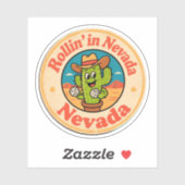 Sticker Rollin’ dans le Nevada_ Cactus avec Dice Artwork (Feuille)