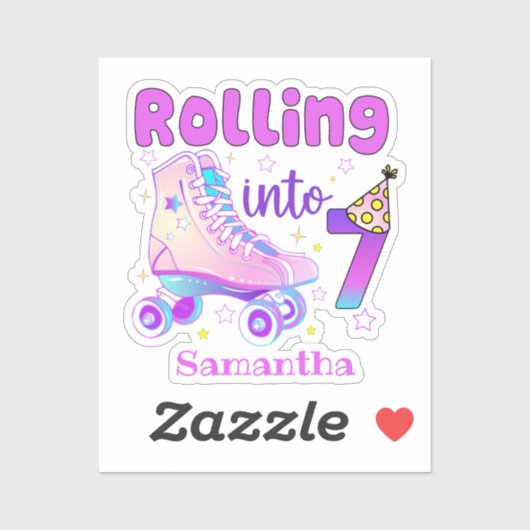 Sticker Rolling In 7| Roller Skater Anniversaire Célébrati (Feuille)