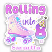 Sticker Rolling In 8| Roller Skater Anniversaire Célébrati (Recto)