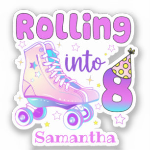 Sticker Rolling In 8  Roller Skater Anniversaire Célébrati