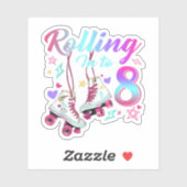 Sticker Rolling Into 8th Birthday Roller Skates 8 Year Old (Feuille)