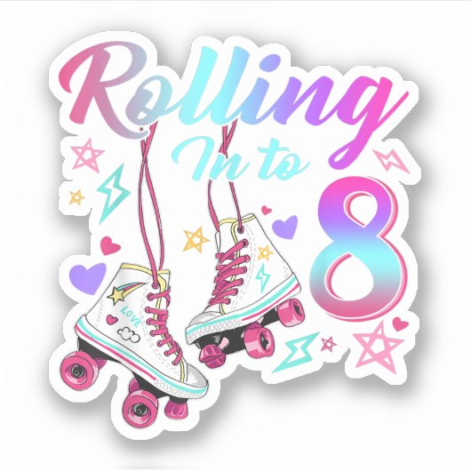 Sticker Rolling Into 8th Birthday Roller Skates 8 Year Old (Devant)