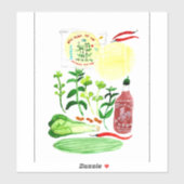 Sticker Rolls de papier de riz vietnamien Recette Aquarell (Feuille)
