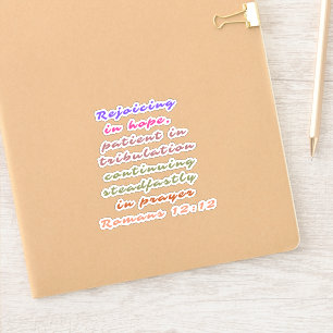 Sticker Romains 12:12 Citation Bible chrétienne Verse Stic