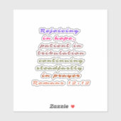 Sticker Romains 12:12 Citation Bible chrétienne Verse Stic (Feuille)