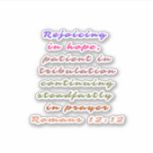 Sticker Romains 12:12 Citation Bible chrétienne Verse Stic (Devant)
